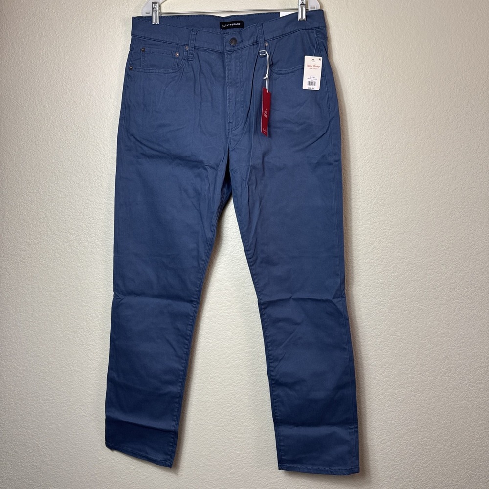 Lucky Brand 410 Athletic Straight Pants Mens 36x34 Blue‎ Advanced Stretch Chino